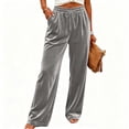 thumbnail image 2 of UKHCCC Wide Leg Pants for Women Velvet with Pockets High Waist Palazzo Trousers Flowy Dressy Casual Loose Fit Soft Velvety Office Party Evening S-2XL, 2 of 8
