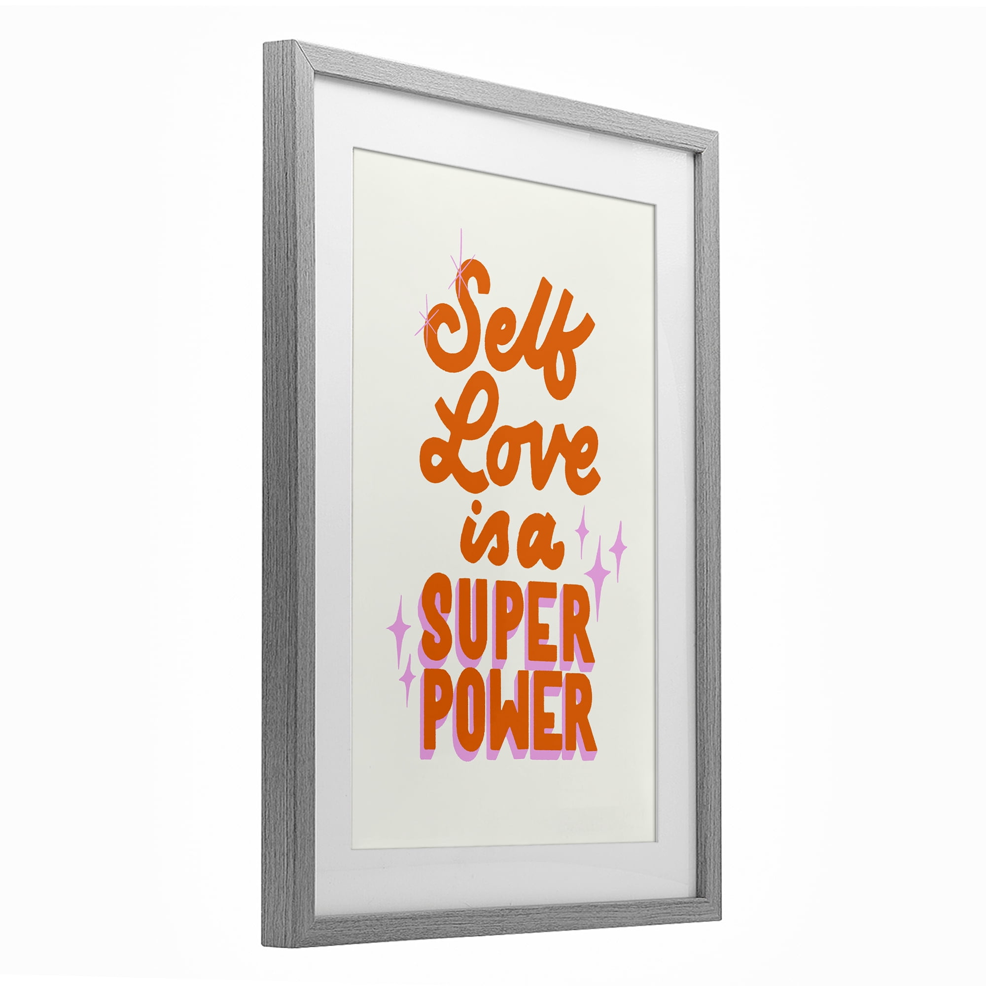 Stupell Industries Self Love Is Superpower Gray Framed Print Under Glass, design by Indira Prieto | IndySign