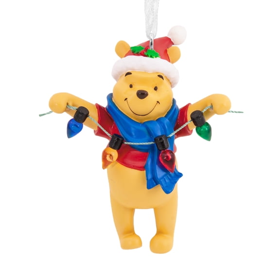 Hallmark Disney Santa Winnie the Pooh Holding Light String Christmas Ornament