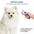 thumbnail image 5 of Poodle Pet Dematting Fur Rake Comb Brush Tool - Dog and Cat Comb with Long 2.5 Inches Steel Safety Blades for Detangling Matted or Knotted Undercoat Hair (Blue), 5 of 7