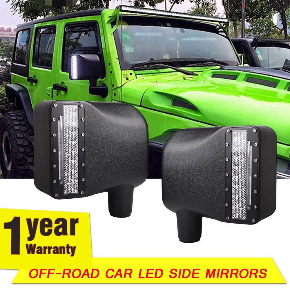 Firebug Wrangler Side Mirror Lights Off Road Car Led Mirrors Fit Rear View With Turn Signal Light For Jeep Jk Jku 2007 2018