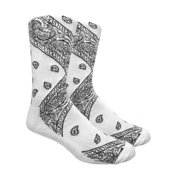 Urban-Peacock Leaf Republic Men's Novelty Fun Socks - Bandana - White, 1 Pair