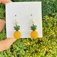 thumbnail image 5 of Gold Pineapple Fruit Earrings Dangle Drop Design Cute Food Jewelry for Women Birthday Present, 5 of 8