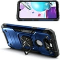 thumbnail image 4 of Nagebee Case for LG Phoenix 5, LG Aristo 5/K31/K31 Rebel L355DL/Tribute Monarch/LG K8X/Fortune 3/Risio 4 with Tempered Glass Screen Protector, Full-Body Magnetic Car Mount Ring Holder Case (Blue), 4 of 7