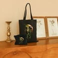 thumbnail image 2 of GOSMITH 2 Pcs Canvas Tote Bags Cute Aesthetic Tote Bags with Zipper Party Supplies Ricketts Glen State Park Pennsylvania Hiking Frog Walking Black, 2 of 8