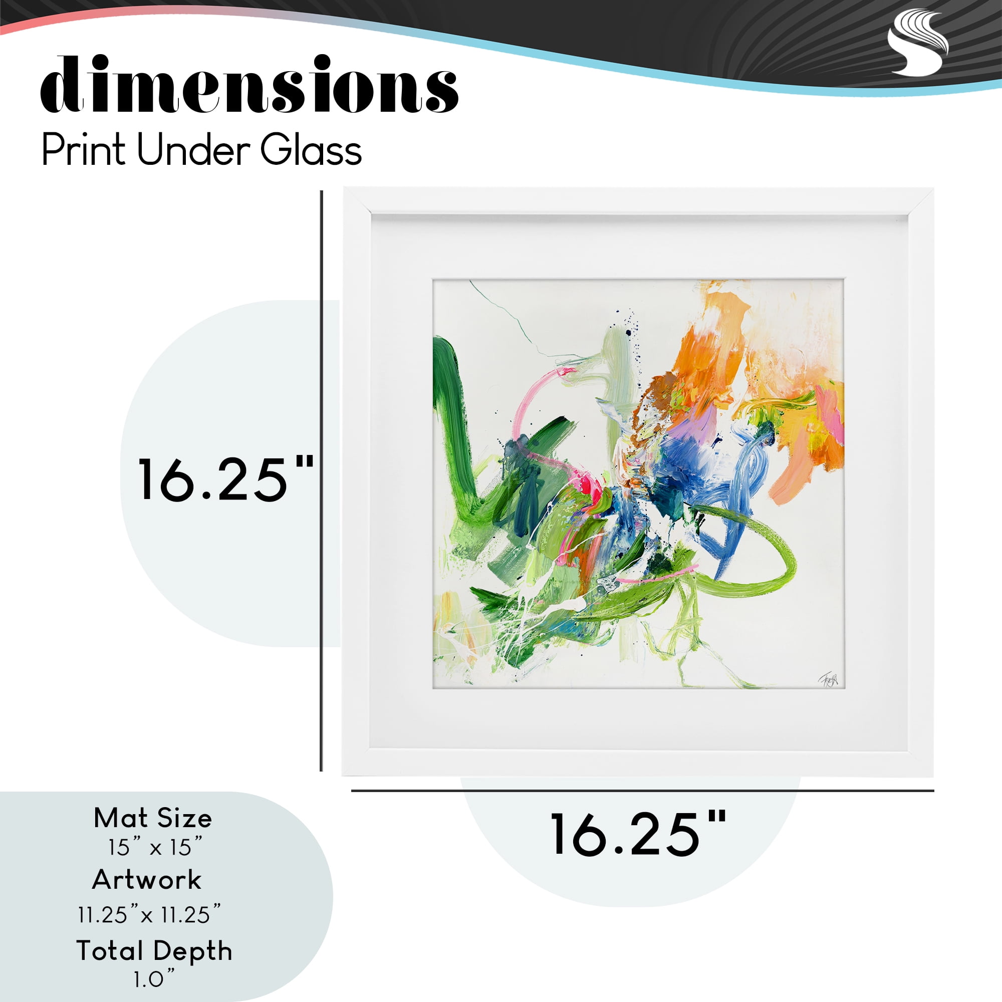 Confident Green Abstraction White Framed Print Under Glass, design by Design Fabrikken