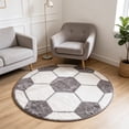 thumbnail image 6 of Football Shaped Round Area Rug,31.5in Soft Fluffy Sports Theme Floor Mat,Non Slip Circular Carpet for Bedroom Living Room Entryway Home Indoor Sports Style Decor, 6 of 6