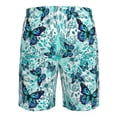 thumbnail image 6 of Naloa Blue Floral with Butterflies Men's Beach Shorts, Surfing shorts, Swim trunks, Quick Dry Swim Trunks for Surfing Beach Fun - 3X-Large, 6 of 9