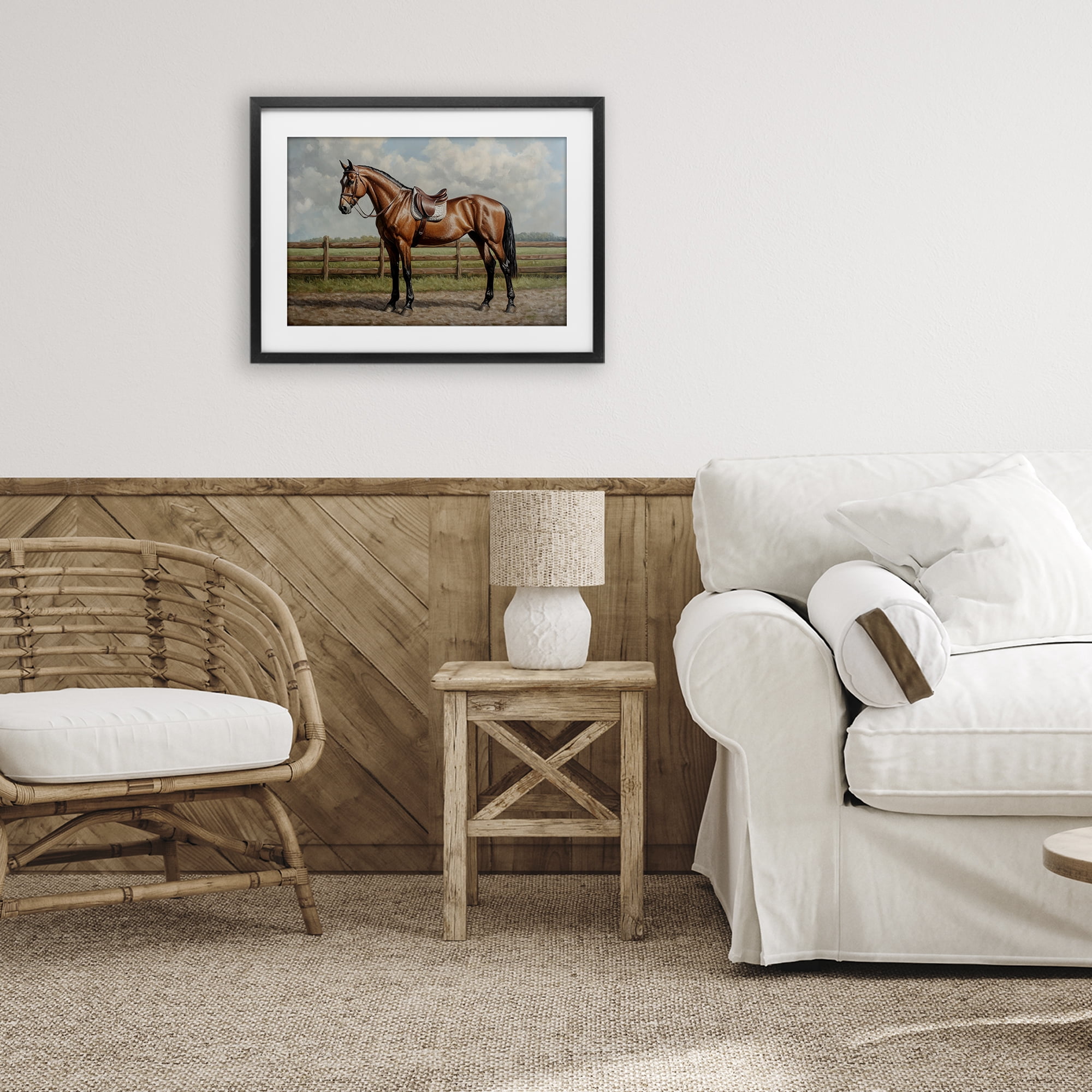 Stupell Industries Sunshine Pony on Farm Path Black Framed Print Under Glass, design by Petal Prints Design