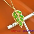 thumbnail image 4 of K-KED Green Jade Leaf Pendant Necklace 925 Silver Carved Delicate Jewelry Natural Chalcedony, 4 of 5