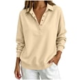 thumbnail image 3 of Aboser Womens Henley Neck Sweatshirt Dressy Casual Long Sleeve Pullover Tops Button Down Collared Shirts Comfy Solid Color Sweatshirts, 3 of 6