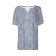thumbnail image 4 of T Shirts for Women Fashion Printed Summer Shorts Sleeves V Neck Tops Loose Fit Blouse Lightweight Top Basic Tee Shirts Comfortable Dressy Casual Blouse Ladies Blouses Daliywear Holiday, 4 of 4