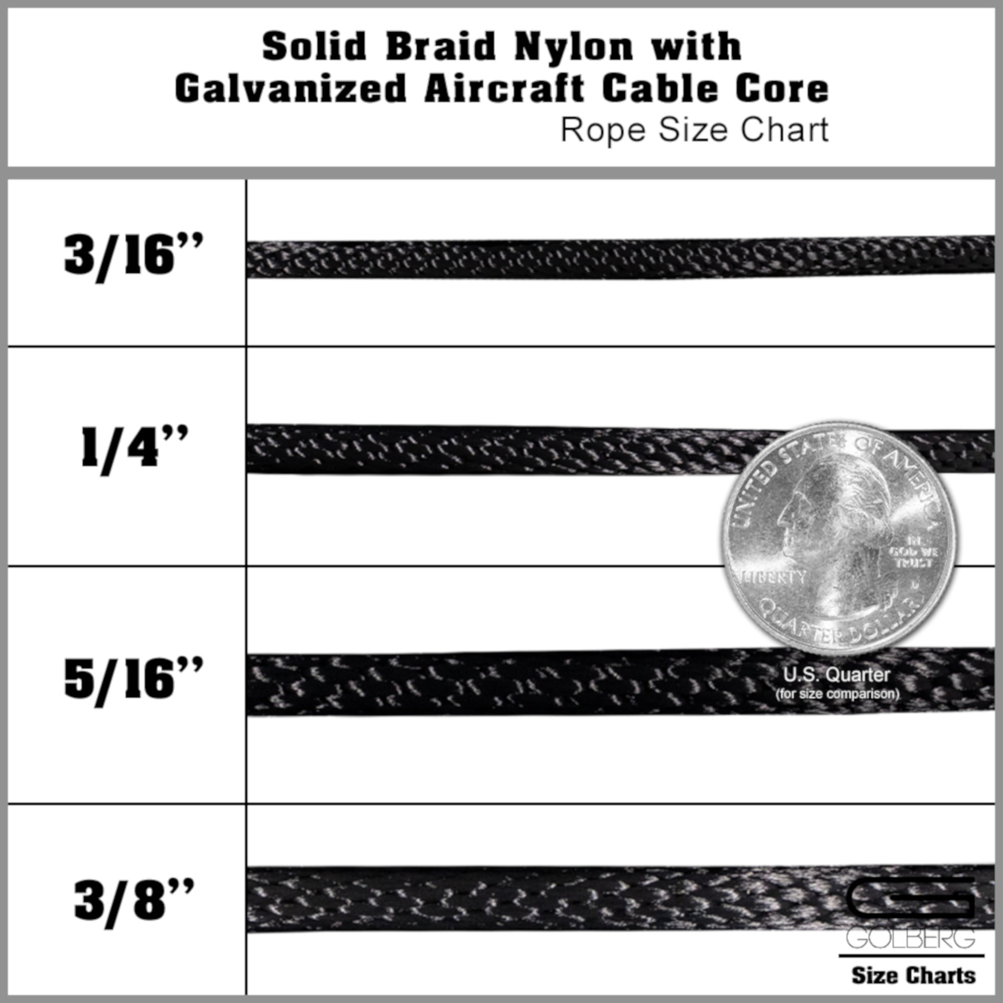Golberg Braided Nylon Rope With Galvanized Wire Core High Tensile Strength Cable Halyard For Flagpoles 3 8 Inch X 50 Feet Walmart Com Walmart Com