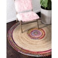 thumbnail image 3 of Indian Handmade Braided Multi Color Cotton with Natural Jute Round Rugs , Home Decor Carpet Size 2 x 2 Feet Round ( 60 cm x 60 cm), 3 of 3