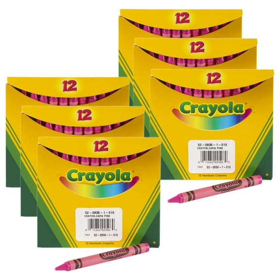 Crayola Bulk Crayons, Regular Size, Carnation Pink, 12 Per Pack, 6 Packs
