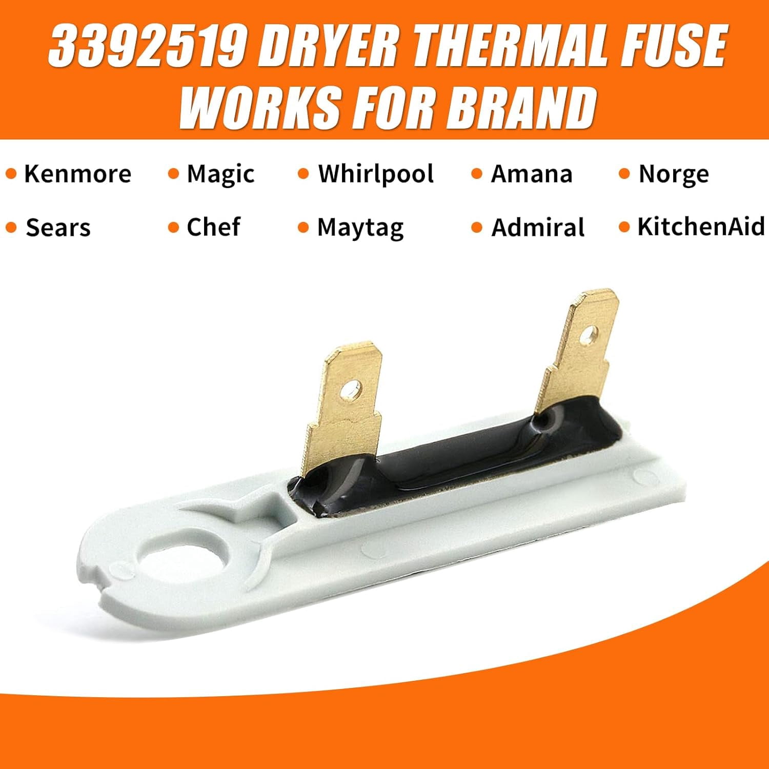 ROCK PARTS  3392519 Dryer Thermal Fuse Replacement Part for Whirlpool Maytag Kenmore Dryers, 3388651, 3392519, 694511, 80005, WP3392519VP
