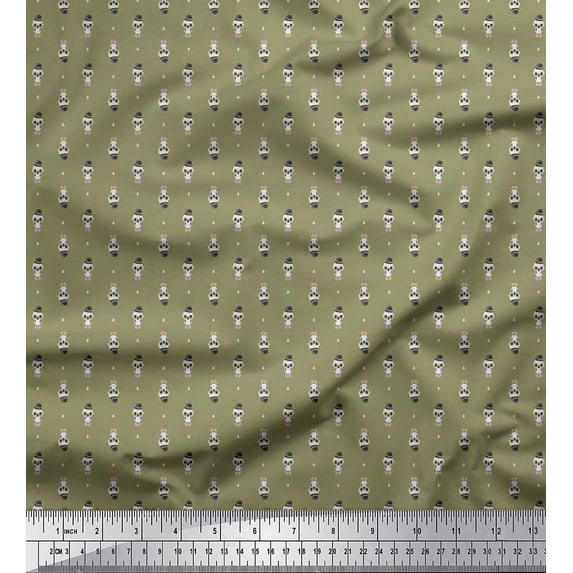 Soimoi Japan Crepe Satin Fabric Heart,Hat & Skull Shirting Print Fabric by The Yard 42 Inch Wide
