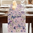 thumbnail image 3 of Table Runners 72 Inches Long Dress Scarves, Pink Flowers Farmhouse Kitchen/Dining Table Runner, Coffee Tablerunners, Spring Floral Purple Butterflies Farmhouse 18x72 Inch, 3 of 9