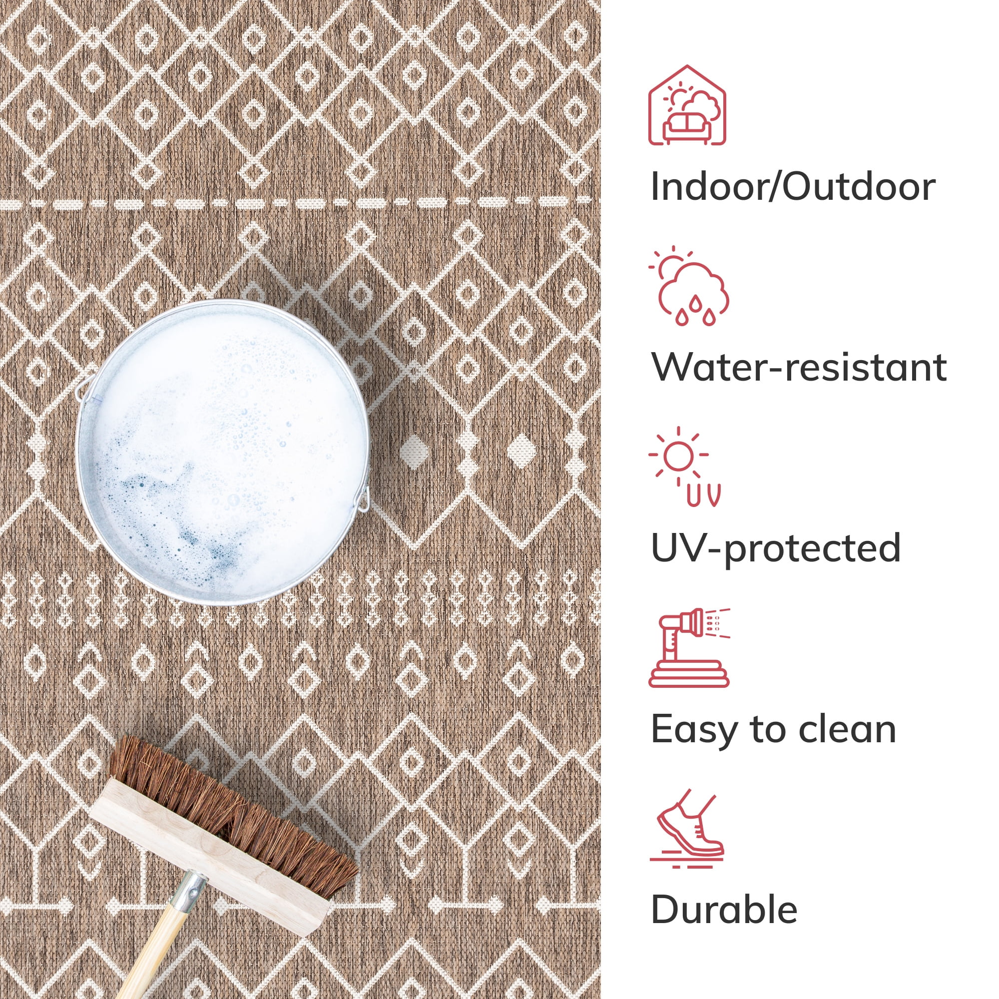 Well Woven Medusa Nord Nordic Lattice Pattern Outdoor Brown/Taupe 9'3" x 12'6" Area Rug