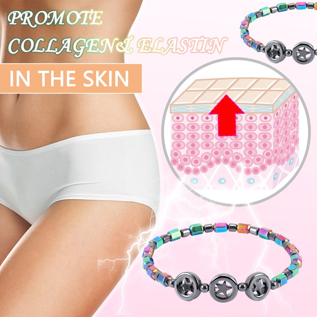 Tobillera de playa con cuentas de cálculos biliares negros magnéticos ovalados a la moda para damas.