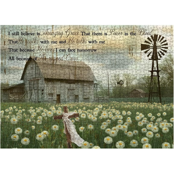 Jigsaw Wooden puzzle 1000 pieces Christian Religious Puzzles for Adults , Nature Bible Scripture Cross Jigsaw Puzzles, Jesus Landscape Scenic Puzzle