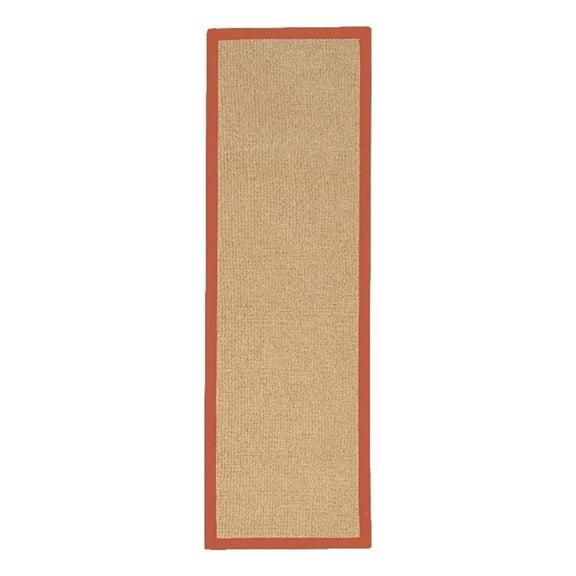 Linon Empire Machine Tufted Wool 2'6"x8' Rug in Sisal and Burnt Orange