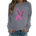 thumbnail image 2 of Homenesgenics Breast Cancer Awareness Shirts Plus Size for Women and Men Women's Casual Loose Print Raglan Long Sleeved Hoodie Round Neck Tops Sweatshirts Gray XXL, 2 of 4