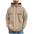 thumbnail image 3 of YLSDY Fashion Men's Fashion Athletic Hoodies Casual Long Sleeve Pullover Tops Drawstring Big and Tall Sport Sweatshirt with Pockets Khaki L, 3 of 7