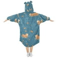 thumbnail image 2 of FORMRS Wearable Blanket Hoodie with Sleeves for Kids Cozy Flannel Sweatshirt, Capybaras Swimming, 2 of 7