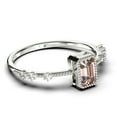 thumbnail image 2 of 1.25 Carat Emerald Cut Morganite And Diamond Moissanite Thin Engagement Ring, Slim Wedding Ring In 925 Sterling Silver With 18K White Gold Plating Holiday Gift, Promise Ring, Anniversary Ring, 2 of 3