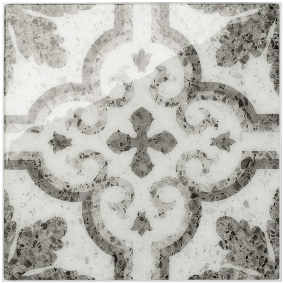 Smart Tiles Peel and Stick Backsplash Wall Tiles, Mosaic White, Grey , 4pcs, 7.75in x 7.75in