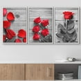 thumbnail image 2 of wall26 3 Panel Framed Canvas Wall Art - Black and White Roses with Touch of Red Color - Giclee Print Gallery Wrap Modern Home Art Ready to Hang - 24"x36"x3 White, 2 of 5