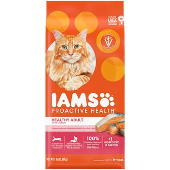 IAMS PROACTIVE  y Adult Dry Cat Food with Salmon, 7 lb. Bag