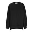 thumbnail image 4 of Wang6 Womens Plus Size White Sweatshirts Long Sleeve Crew Neck Tunic Pullovers Comfy Fall Loose Fit Drop Shoulder Solid Tshirts Tops Black XXL, 4 of 5