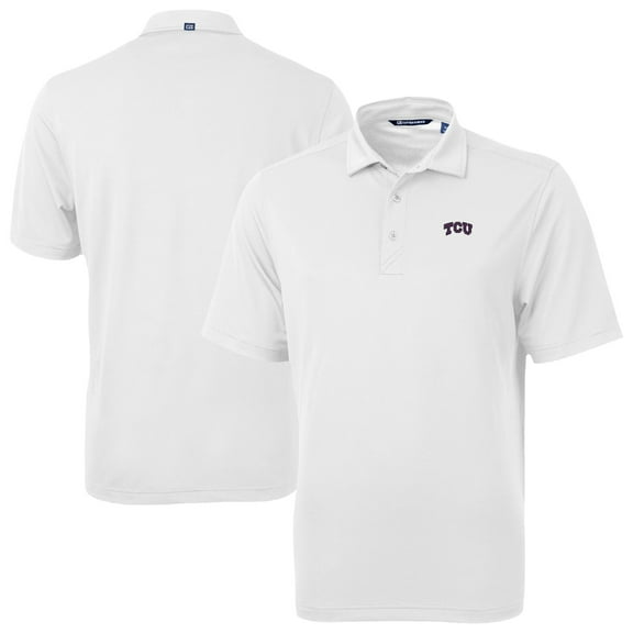 Men's Cutter & Buck White TCU Horned Frogs Virtue Eco Pique Recycled Polo