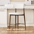 thumbnail image 3 of Bar Stools Set of 2, Legahome 26" Counter Height Bar Stool, Modern Farmhouse Upholstered Counter Chairs with Curved Back & Wood-Grain Metal Legs for Kitchen Island Dining Room, Walnut, 3 of 7
