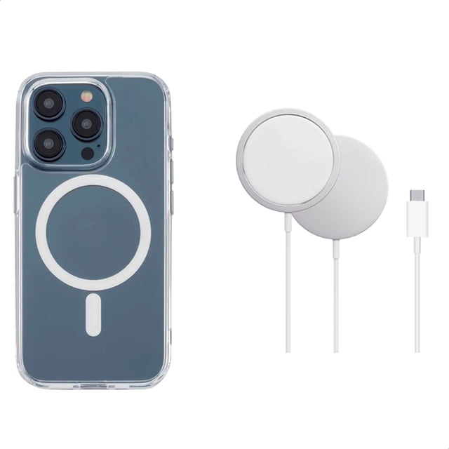 YUWY Kit Accesorios Compatibles Con MagSafe Para iPhone 15 Pro Antigolpes Combo de Funda y Base Inalámbrica Para iPhone 15 Pro Kit Accesorios Regalo Para iPhone