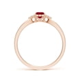 thumbnail image 2 of ANGARA Natural Solitaire Oval Ruby Split Shank Engagement Ring with Trio Diamonds in 14K Rose Gold for Women (Size-6x4mm) | July Birthstone, Anniversary, Jewelry Gift for Women | Natural Ruby Ring, 2 of 9