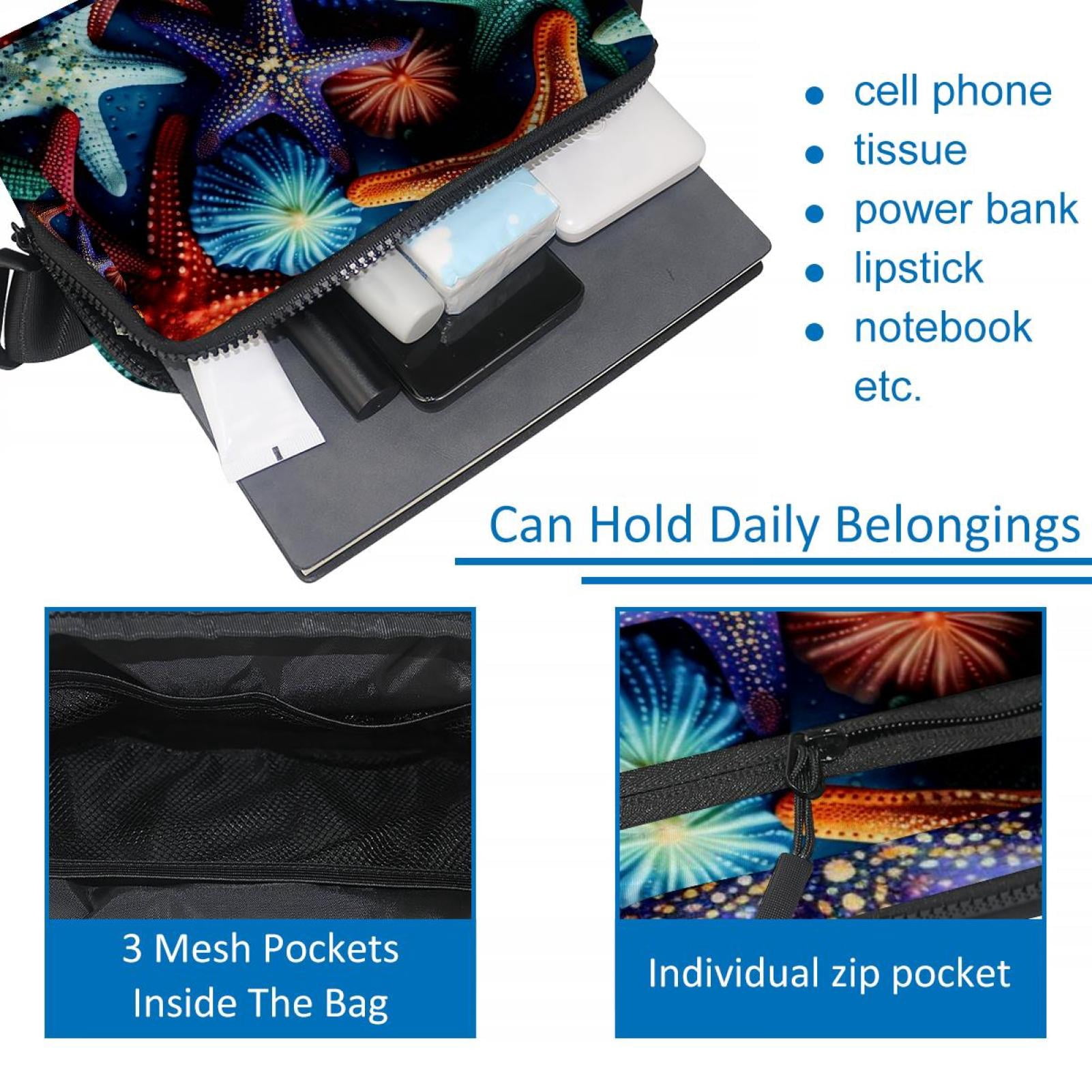 Starfish Adjustable Lightweight Waist Bag with Extension Strap - Unisex Crossbody Bag Running Belt