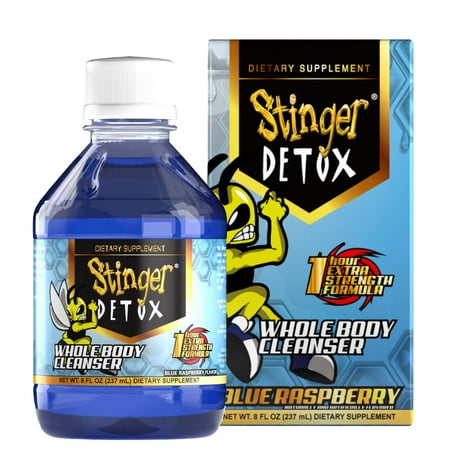 Stinger Detox Whole Body Cleanser Extra Strength Drink, Liquid – Blue Raspberry – 8 FL OZ - Ready to Drink
