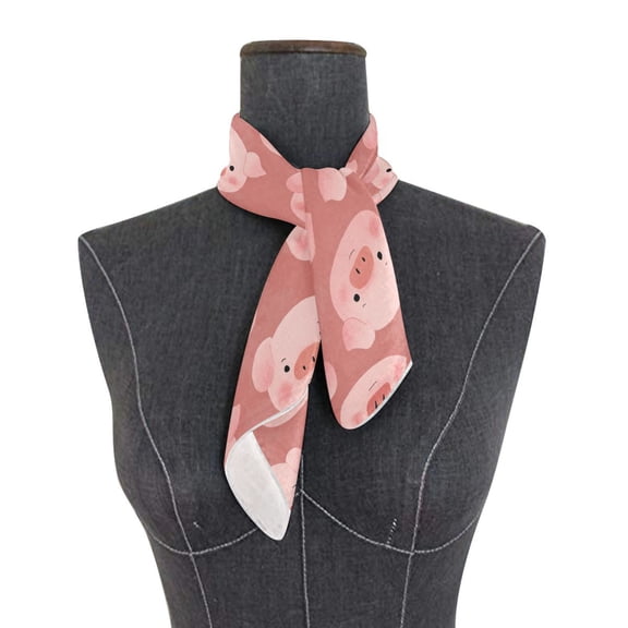 Square Scarf 24x24 Inch Gentle Piggy Smiles Silky Satin Sun Protection Neck Scarf for Women Multi-Purpose Head Wrap Bandana for Hair Bag Decoration