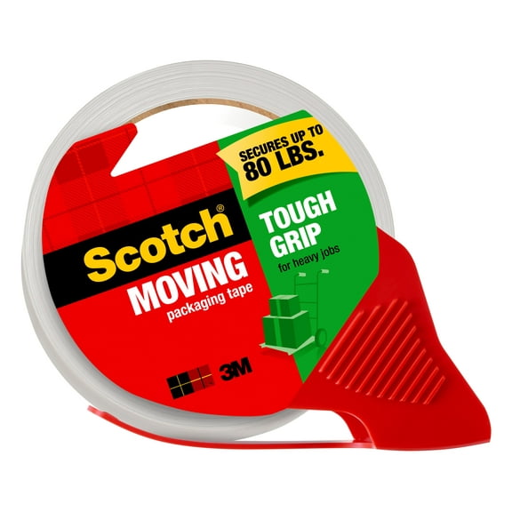 Scotch Tough Grip Packaging Tape, Clear, 1.88 in x 38.2 yd, 1 Dispenser
