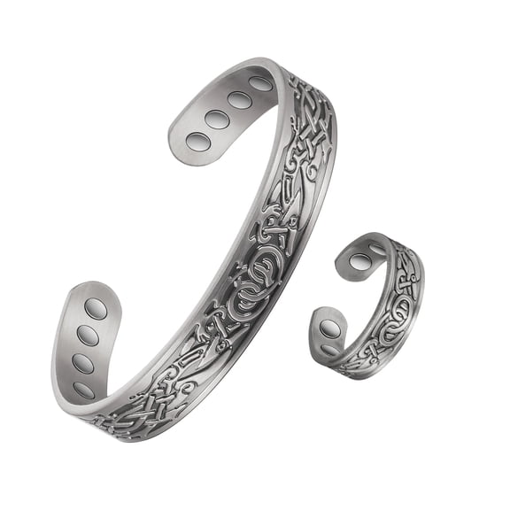 Wollet Magnetic Copper Bangles 6.5'' Copper Ring 2.3'',Cuff Bangle, Pure Copper Jewelry Christmas Gift Set for Women