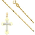 thumbnail image 3 of 14k Two Tone Gold Religious Cross Pendant Charm Singapore Necklace Chain Set (16), 3 of 5