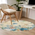 thumbnail image 4 of Round Rugs 3 Ft, Vintage Beige Coastal Non Slip Area Rugs for Kitchen Bedroom Entryway, Summer Beach Starfish Shell Coral Nautical Washable Carpet Runner Rug Floor Mats for Bedroom Home Decor, 4 of 8