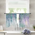 thumbnail image 2 of Green Botanical Sheer Curtains 54 Inches Length 2 Panels Set, Window Sheer Curtains for Living Room/Bedroom, Watercolor Spring Floral Oil Painting Elegant Light Filter Rod Pocket Curtain 52''x54''x2, 2 of 7