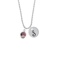 thumbnail image 2 of Delight Jewelry Goldtone Hot Pink & Purple Wide Cheetah Print Spinner Silvertone Script Initial Disc - S - Charm Necklace, 20"+3", 2 of 4