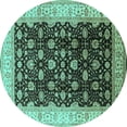 thumbnail image 1 of Ahgly Company Indoor Round Oriental Turquoise Blue Traditional Area Rugs, 8' Round, 1 of 4