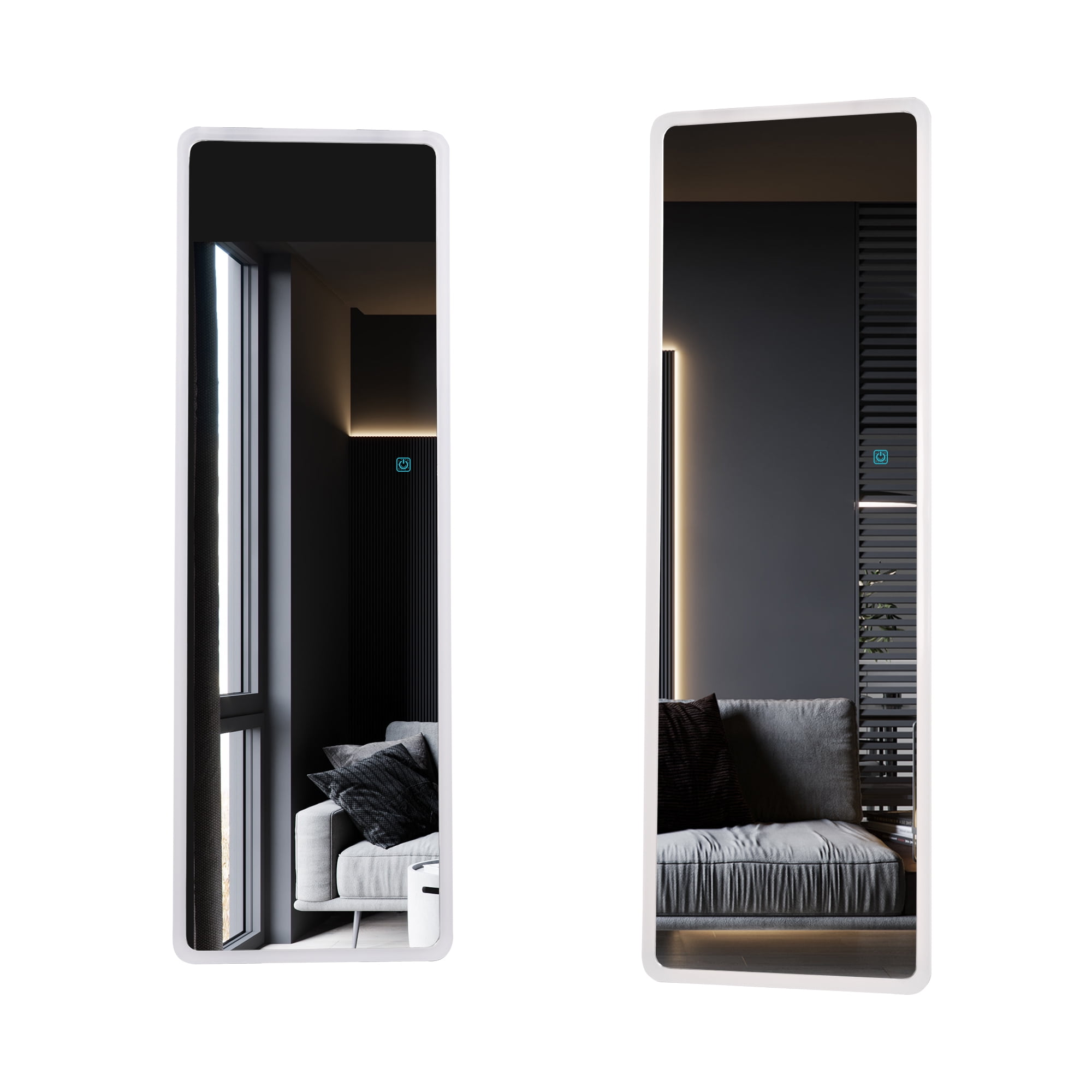 Lvifur LED Full Length Mirror, 47"x16" 3 Colors LED Lighted Wall