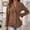 Beige, variant on Women's Corduroy Blazer Notched Lapel Button Front Ruffle Cuff Peplum Hem Fitted Long Sleeve Vintage Dressy Business Casual Fall Winter Jacket Coat Wine